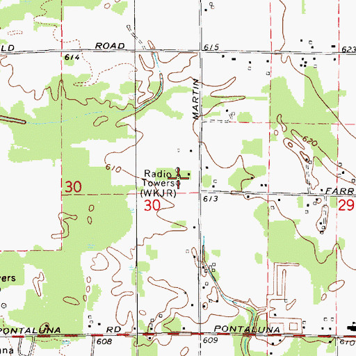 Topographic Map of WKJR, MI