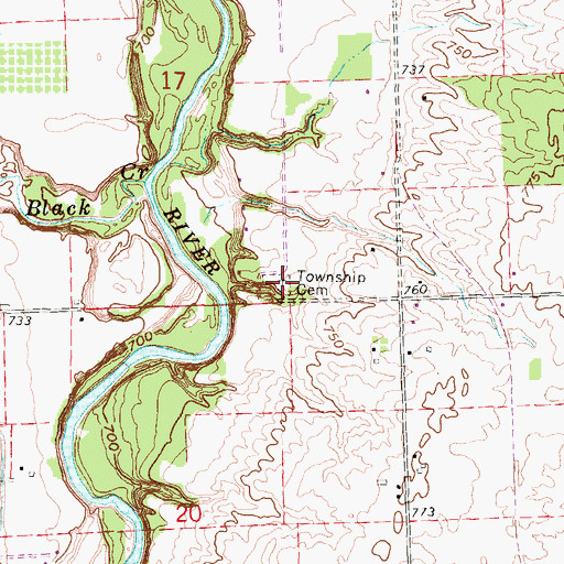 Topographic Map of Worth Township Cemetery, MI