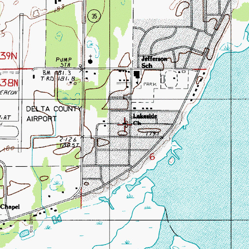 Topographic Map of Lakeside Church, MI