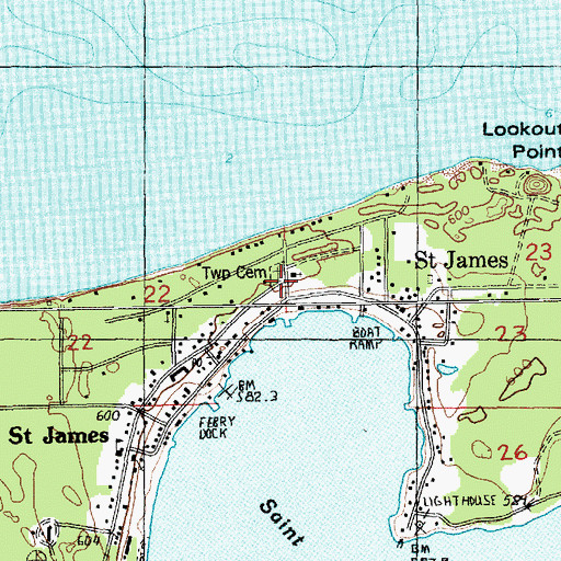 Topographic Map of Saint James Township Cemetery, MI