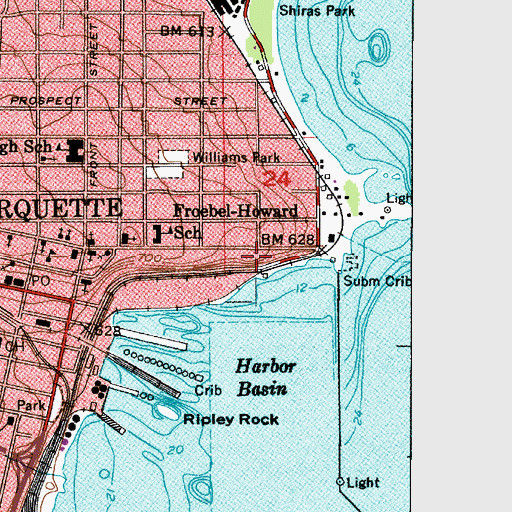 Topographic Map of Lake Superior Yacht Yard, MI