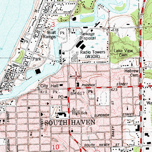 Topographic Map of South Haven Municipal Marina, MI