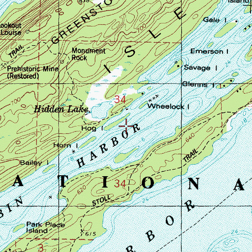 Topographic Map of Hog Island, MI