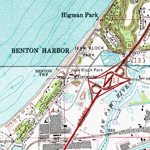 Topographic Map of City of Benton Harbor Waterworks, MI