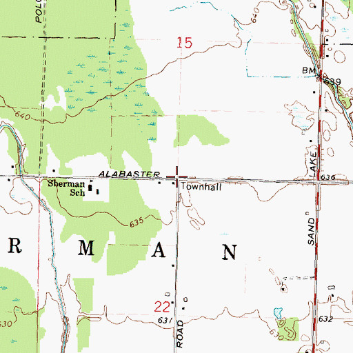 Topographic Map of Sherman Townhall, MI