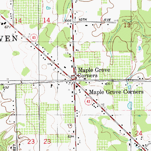 Topographic Map of Maple Grove Corners, MI