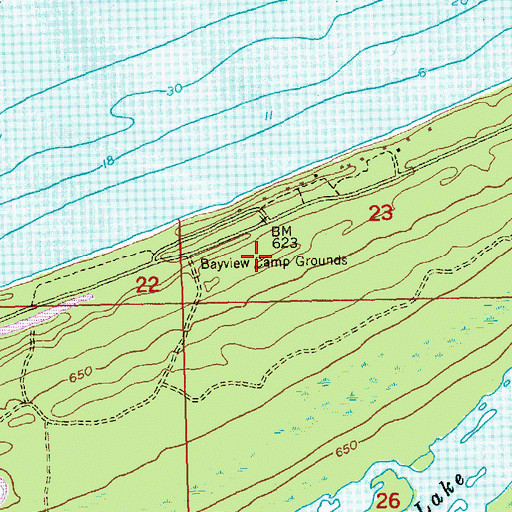 Topographic Map of Bayview Camp Grounds, MI