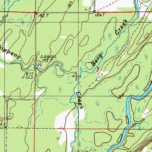 Topographic Map of Berg Creek, MI