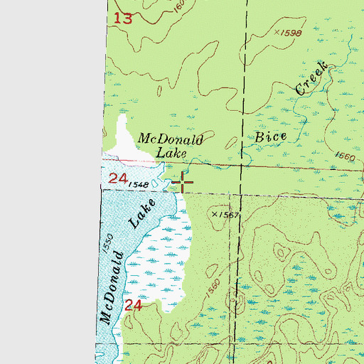 Topographic Map of Bice Creek, MI