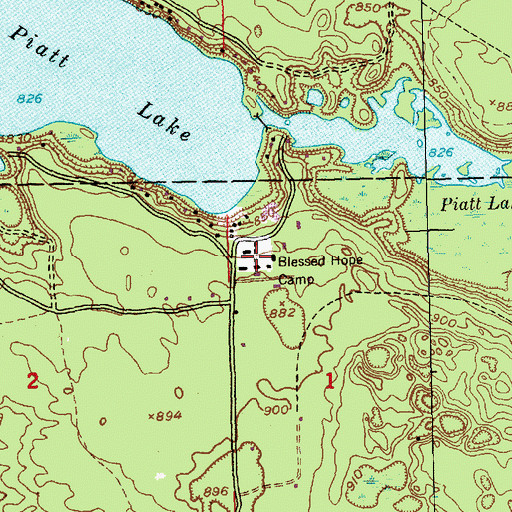 Topographic Map of Blessed Hope Camp, MI