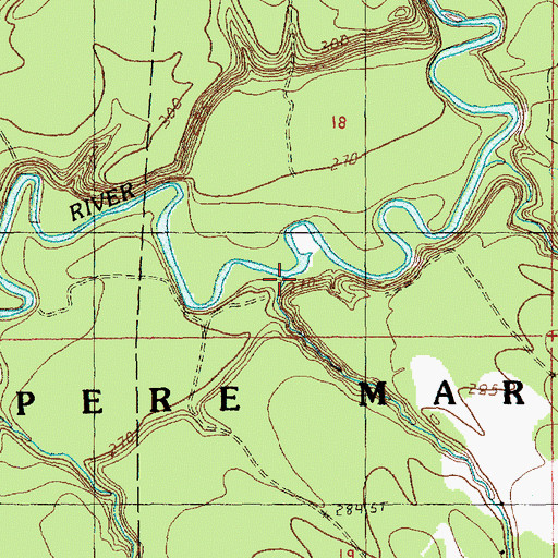 Topographic Map of Blind Creek, MI