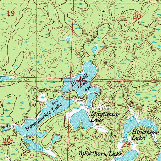 Topographic Map of Bluebell Lake, MI