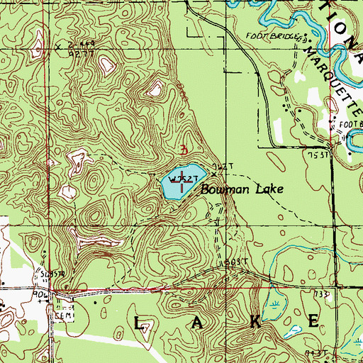Topographic Map of Baumann Lake, MI