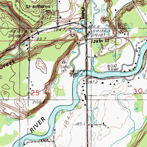 Topographic Map of Brooks Creek, MI
