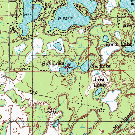 Topographic Map of Bub Lake, MI