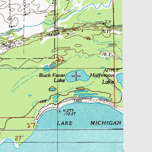 Topographic Map of Buck Fever Lake, MI