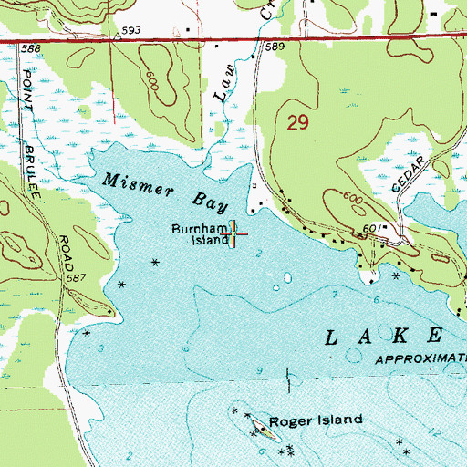 Topographic Map of Burnham Island, MI