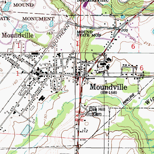 Topographic Map of Moundville United Methodist Church, AL