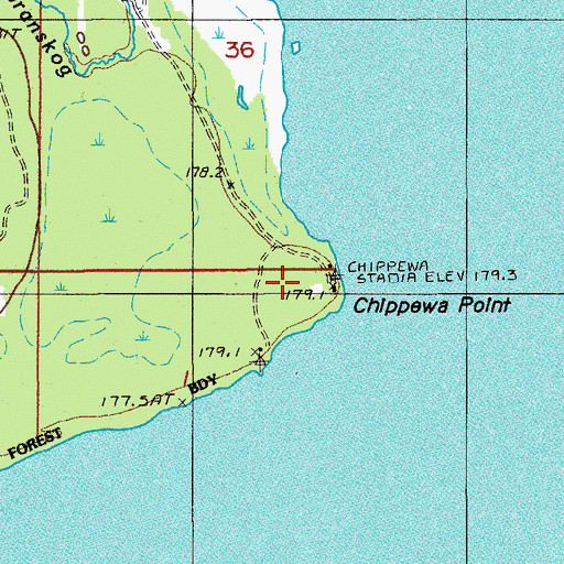 Topographic Map of Chippewa Point, MI