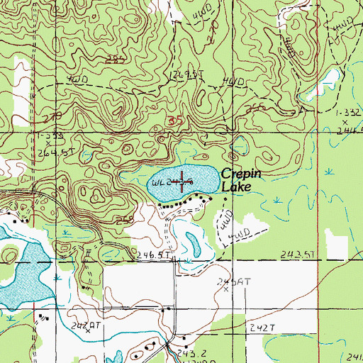 Topographic Map of Crepin Lake, MI