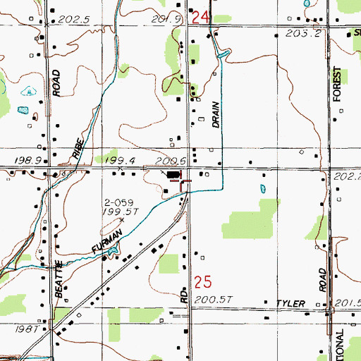 Topographic Map of Dalton Church, MI
