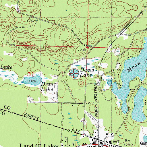 Topographic Map of Davis Lake, MI