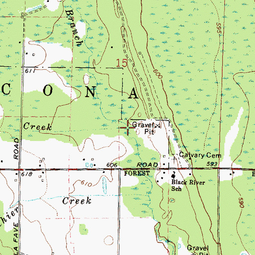 Topographic Map of DeRocher Creek, MI