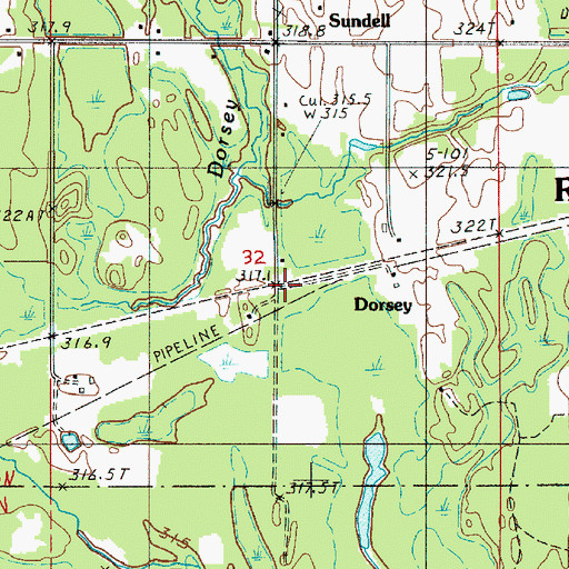 Topographic Map of Dorsey, MI