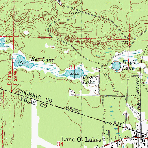 Topographic Map of Drone Lake, MI