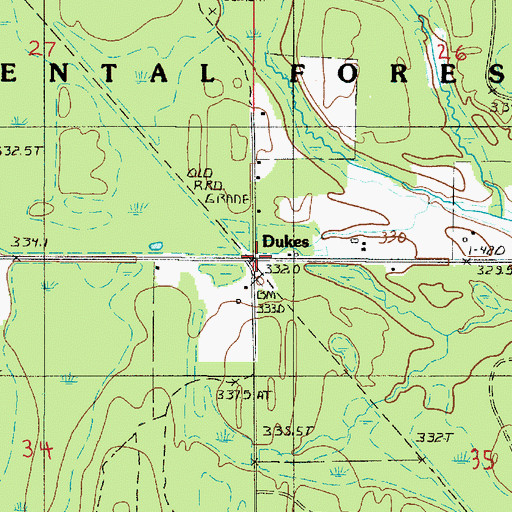 Topographic Map of Dukes, MI