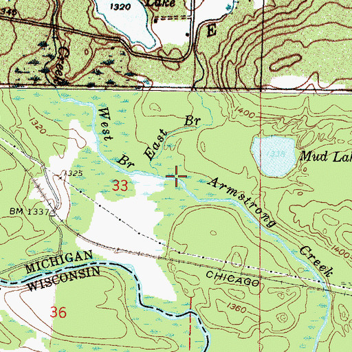 Topographic Map of East Branch Armstrong Creek, MI