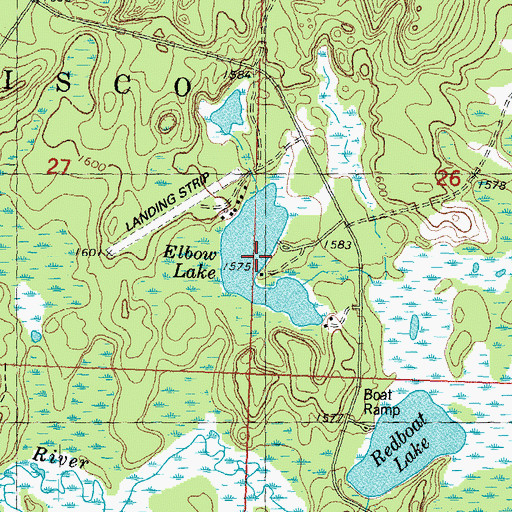 Topographic Map of Elbow Lake, MI