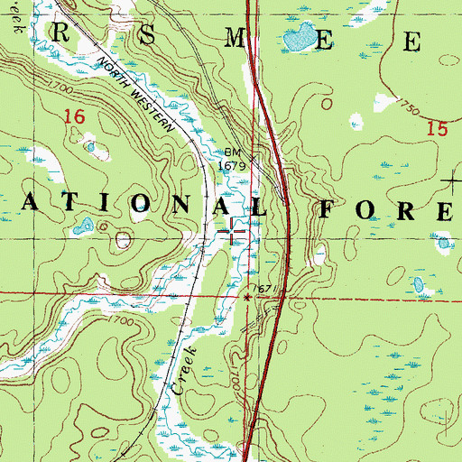 Topographic Map of Forty Five Creek, MI