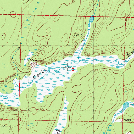 Topographic Map of Fourth Creek, MI