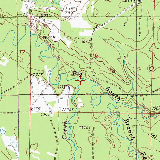 Topographic Map of Freeman Creek, MI