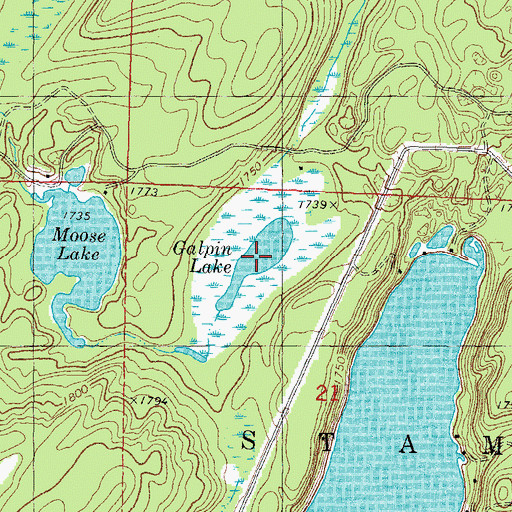 Topographic Map of Galpin Lake, MI