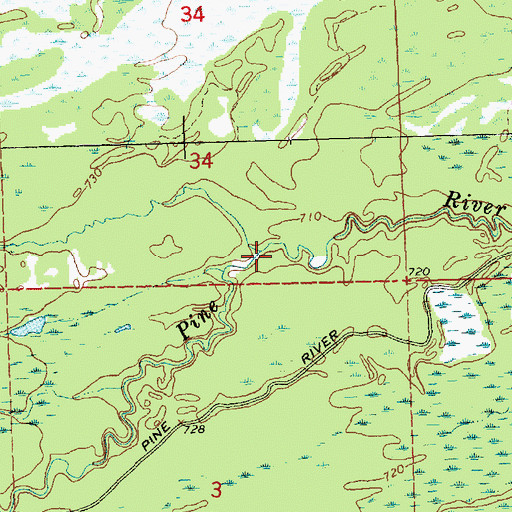 Topographic Map of Hemlock Creek, MI