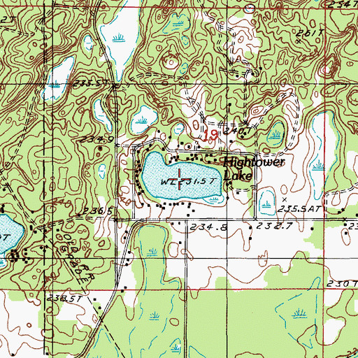 Topographic Map of Hightower Lake, MI