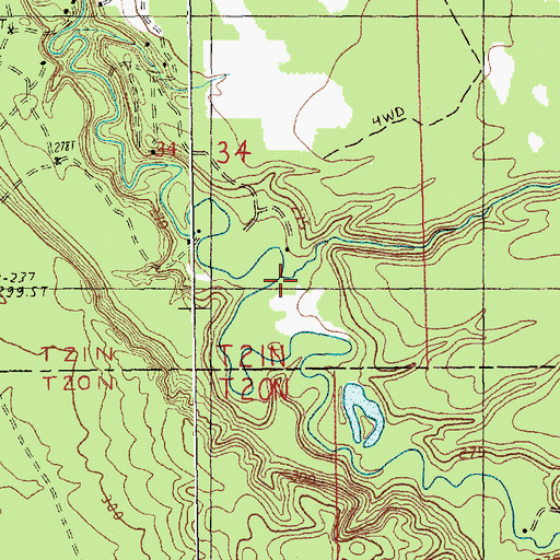 Topographic Map of Hoxey Creek, MI