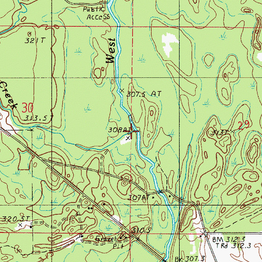 Topographic Map of Huber Creek, MI