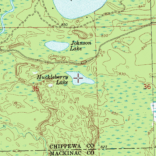 Topographic Map of Huckleberry Lake, MI