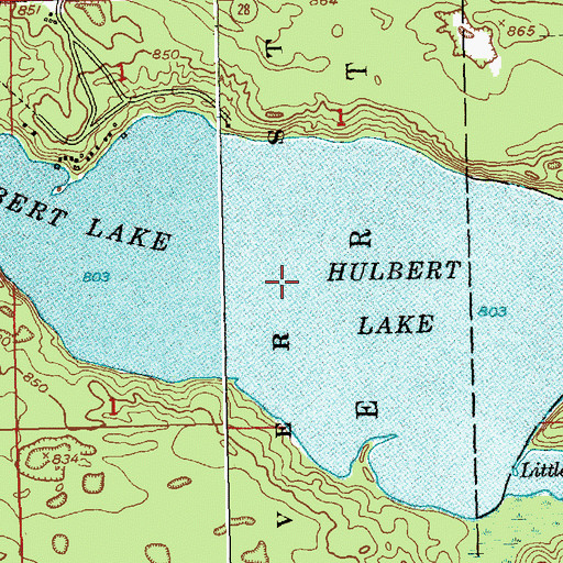 Topographic Map of Hulbert Lake, MI