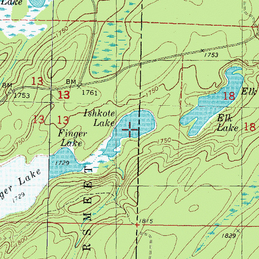 Topographic Map of Ishkote Lake, MI