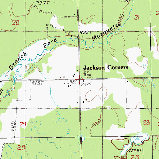Topographic Map of Jackson Corners, MI