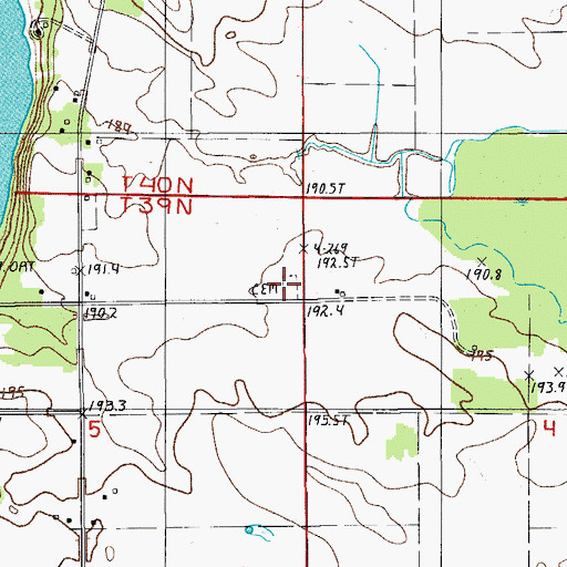 Topographic Map of Kates Bay Cemetery, MI