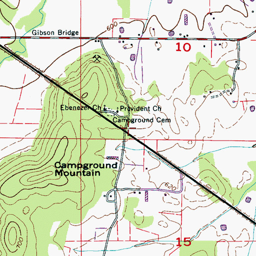 Topographic Map of Camp Ground, AL
