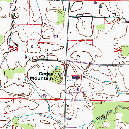 Topographic Map of Cedar Mountain School (historical), AL