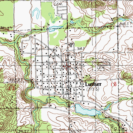 Topographic Map of Luther, MI