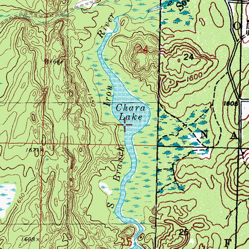Topographic Map of Chara Lake, MI