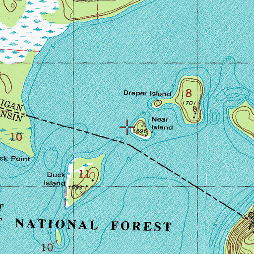 Topographic Map of Near Island, MI